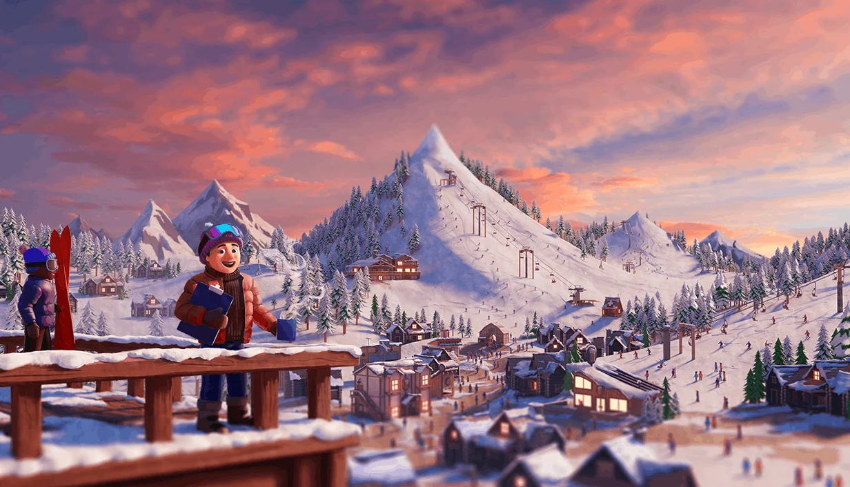 Ski-E-O! Ski Resort Tycoon - key art by MLC Studio